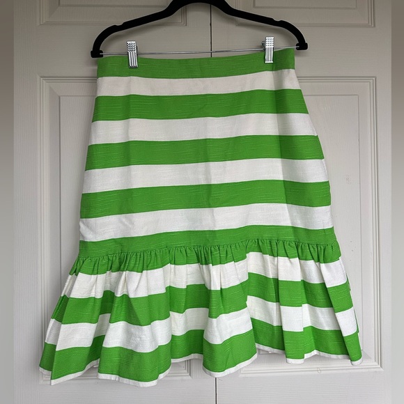 Kate Spade Señorita striped skirt cream green sprout stylish size 10 - Picture 4 of 16
